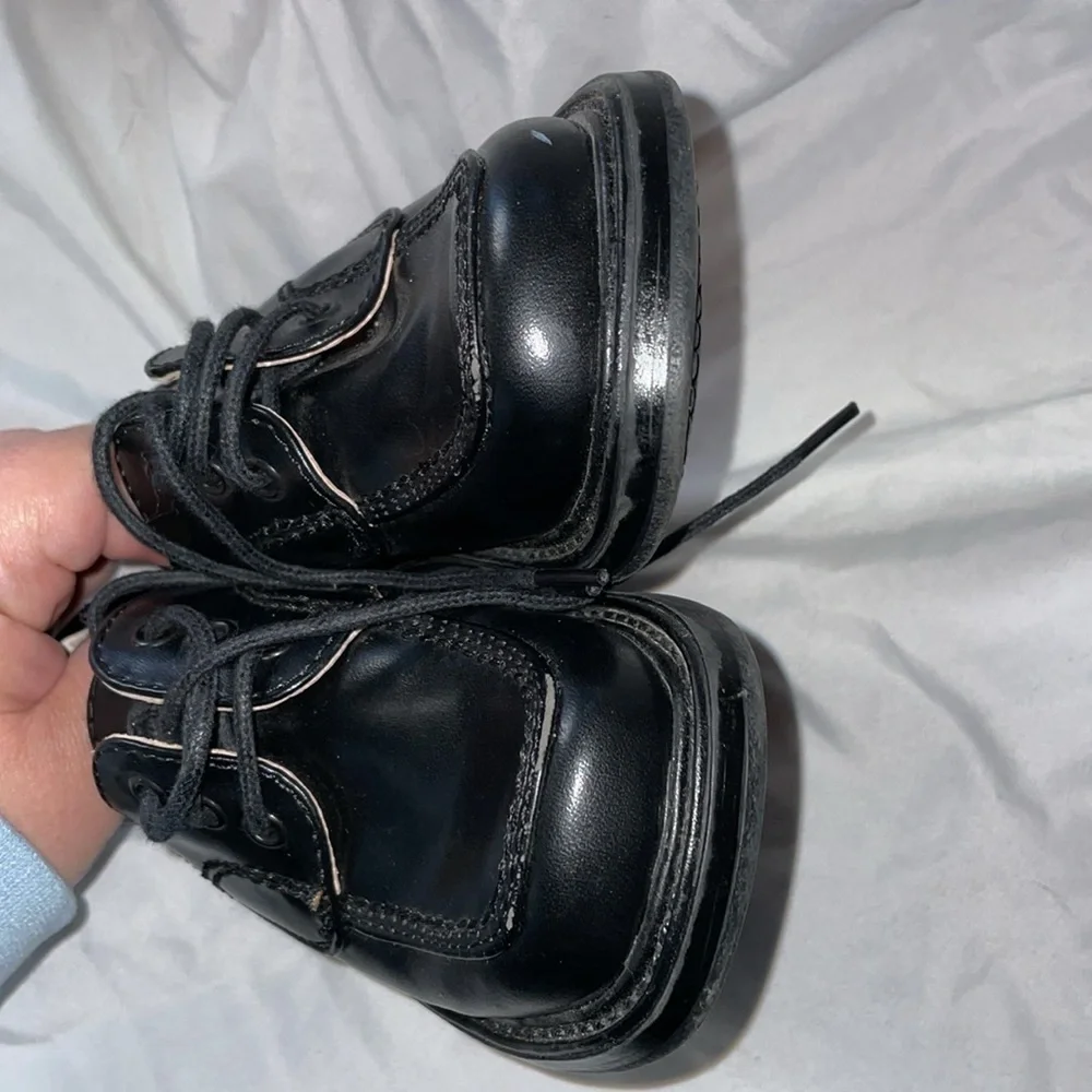 Black Box Black Leather LIL DARREN Loafer Dress Lace Up Shoes size 8